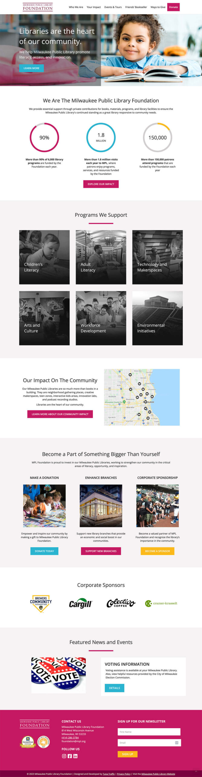 Tuna Traffic Website Design and Development Milwaukee Public Library Foundation Homepage